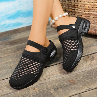[Mesh Slip-On Clogs] Breathable, Lightweight Women's Comfort Mesh Slip-On Clogs | Air Cushion, Non-Slip Sole for Indoor & Outdoor Use | Purple & White Design, Versatile Slippers Chic Le'Meek