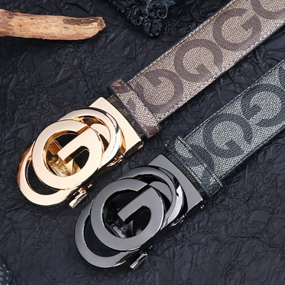 Premium Automatic Leather Belt - Stylish Buckle for Young Executives - Genuine Leather, Versatile for Work & Casual