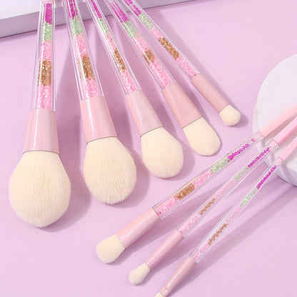 8PCS Luxury Diamond Makeup Brush Set, Soft Nylon Bristles, Unscented Palm Brushes, ABS Handle, Versatile Professional Cosmetic Tool Kit for Foundation, Powder, Blush, Contour