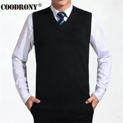COODRONY 2020 New Arrival Solid Color Sweater Vest Men Cashmere Sweaters Wool Pullover Men Brand V-Neck Sleeveless Jersey Hombre Temu