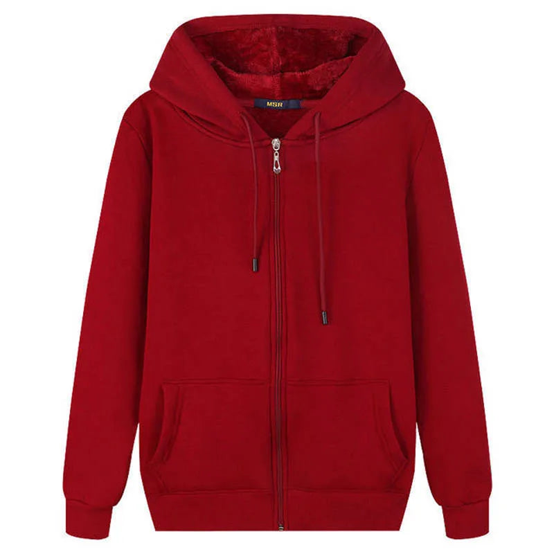 8XL Plus Size Women's Autumn Winter Fleece Hooded Cardigan Sweatshirts Bust 140cm 4XL 6XL 7XL 8XL Casual Loose Zipper Hoodie