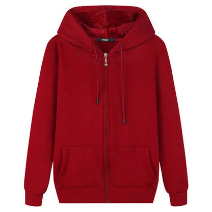 8XL Plus Size Women's Autumn Winter Fleece Hooded Cardigan Sweatshirts Bust 140cm 4XL 6XL 7XL 8XL Casual Loose Zipper Hoodie