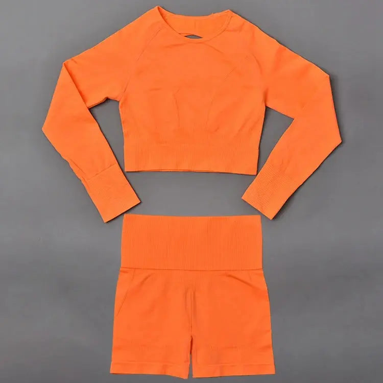 2023 New Arrival Compression High Elastic Comfortable Seamless Clothing Butt Lift Sportswear Active Wear Women 2 PCS Yoga Set Chic Le'Meek