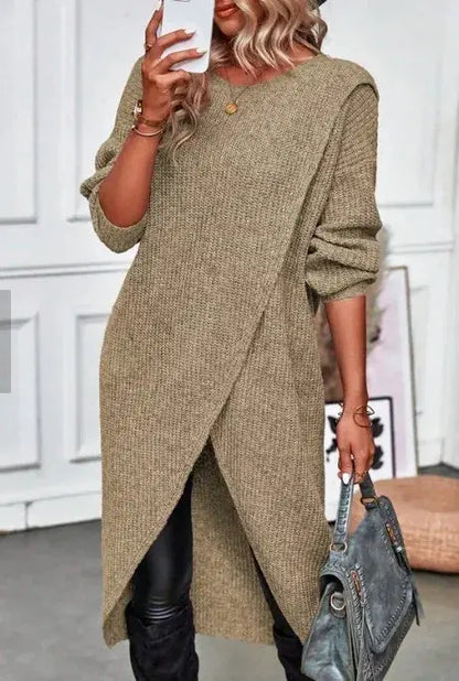 Fashion Long Knitted Sweater Women Pullovers Autumn Winter  Maxi Y2k E-girl  Mujer Dress Coat Chic Le'Meek
