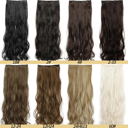 NICESY Synthetic Long Wavy 5 Clips Hair Extensions 22Inch/32Inch Clip On Hair Extensions High Tempreture Fake For Women Chic Le'Meek