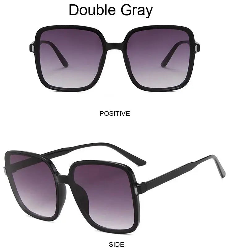 Fashion Designer Square Sunglasses Woman Retro Vintage Gradient Sun Glasses Female Clear Lens Black White Oculos De Sol Chic Le'Meek