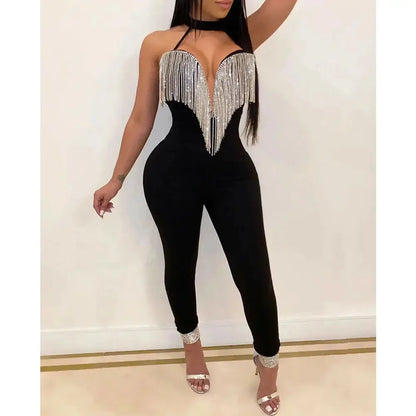 Women Tassels Jumpsuit Romper Spring Autumn Sleeveless V Neck Pants Jumpsuit Clubwear Trousers Outfit Clothes For Female Temu