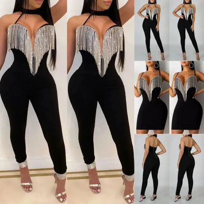 Women Tassels Jumpsuit Romper Spring Autumn Sleeveless V Neck Pants Jumpsuit Clubwear Trousers Outfit Clothes For Female Temu