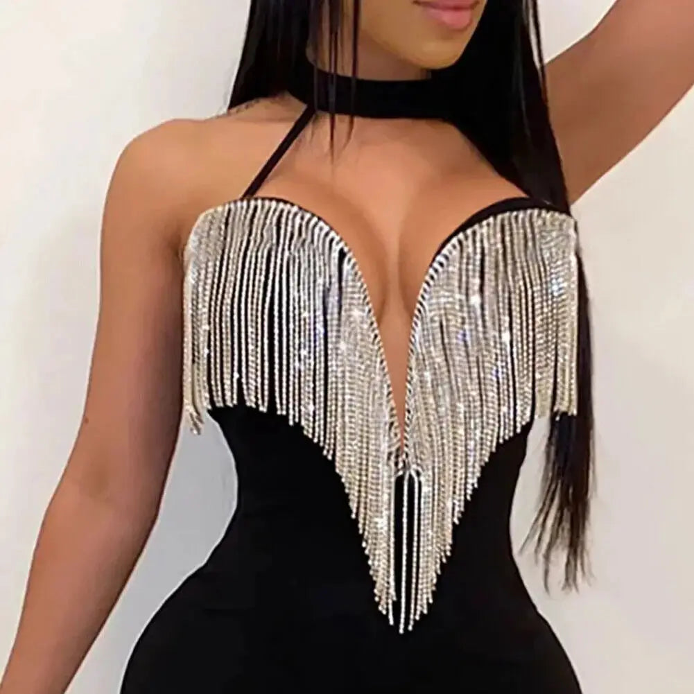 Women Tassels Jumpsuit Romper Spring Autumn Sleeveless V Neck Pants Jumpsuit Clubwear Trousers Outfit Clothes For Female Temu