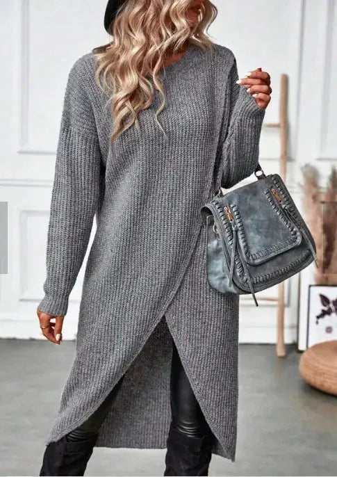 Fashion Long Knitted Sweater Women Pullovers Autumn Winter  Maxi Y2k E-girl  Mujer Dress Coat Chic Le'Meek
