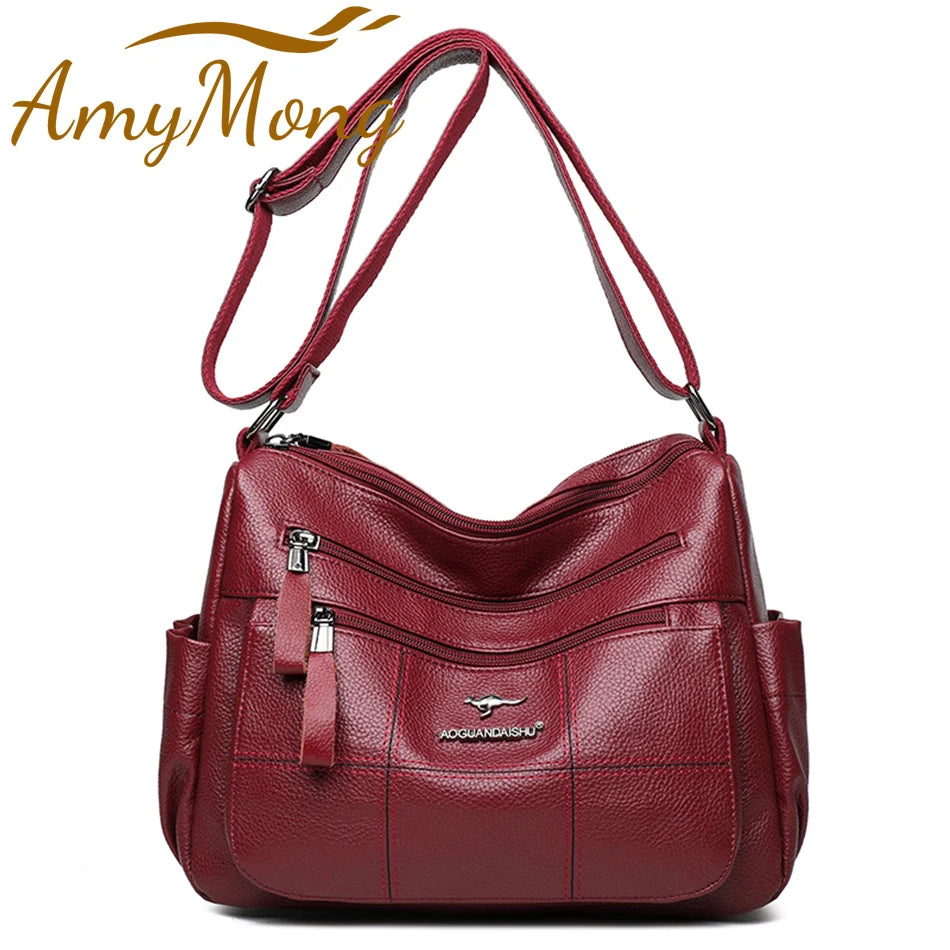 Classic Shoulder Bags High Quality Multi Pockets Soft Leather Crossbody Bags for Women 2021