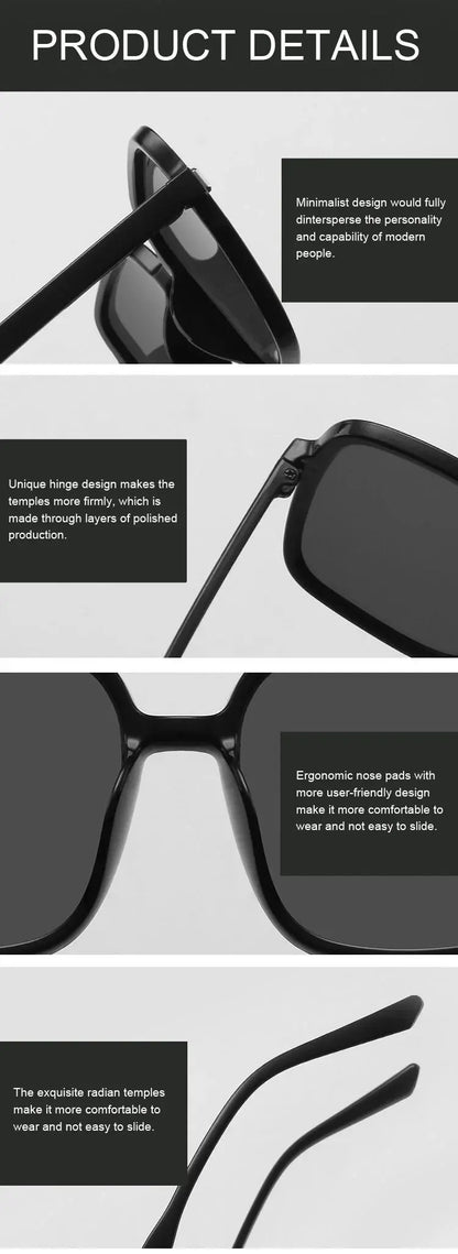 Fashion Designer Square Sunglasses Woman Retro Vintage Gradient Sun Glasses Female Clear Lens Black White Oculos De Sol Chic Le'Meek
