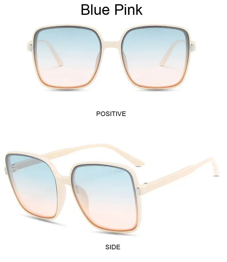 Fashion Designer Square Sunglasses Woman Retro Vintage Gradient Sun Glasses Female Clear Lens Black White Oculos De Sol Chic Le'Meek