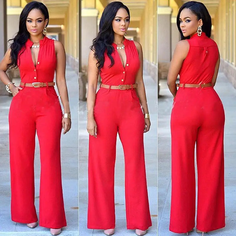 Women v-neck wide leg pants rompers women jumpsuit sexy jumpsuits