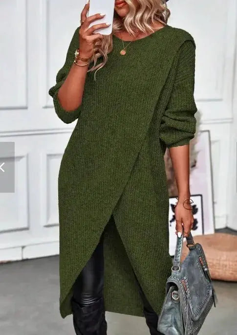 Fashion Long Knitted Sweater Women Pullovers Autumn Winter  Maxi Y2k E-girl  Mujer Dress Coat Chic Le'Meek