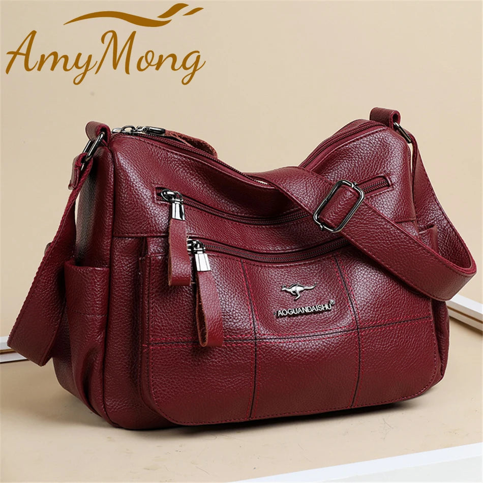 Classic Shoulder Bags High Quality Multi Pockets Soft Leather Crossbody Bags for Women 2021