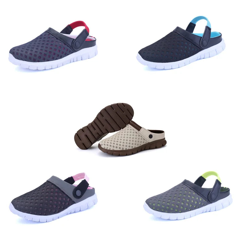 EOFK Summer Women Slippers Casual Soft Comfortable Mesh Outside Flat Slides Half Beach White Flip Flops Woman