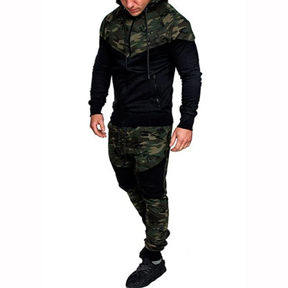 Autumn 2 Pieces Mens Set Casual Tracksuit Male Clothes Sportswear Track Suits Patchwork Men Hoodies