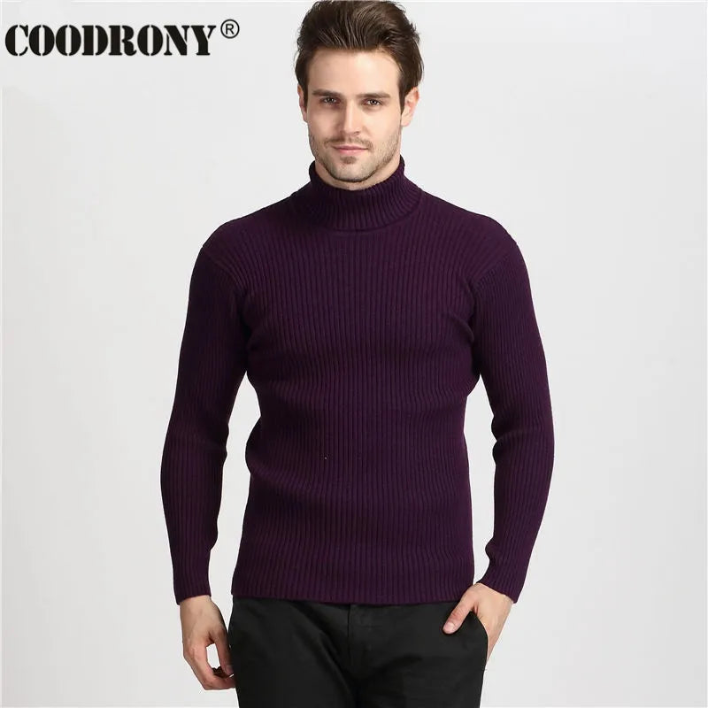 COODRONY Winter Thick Warm Cashmere Sweater Men Turtleneck Mens Sweaters Slim Fit Pullover Men Classic Wool Knitwear Pull Homme