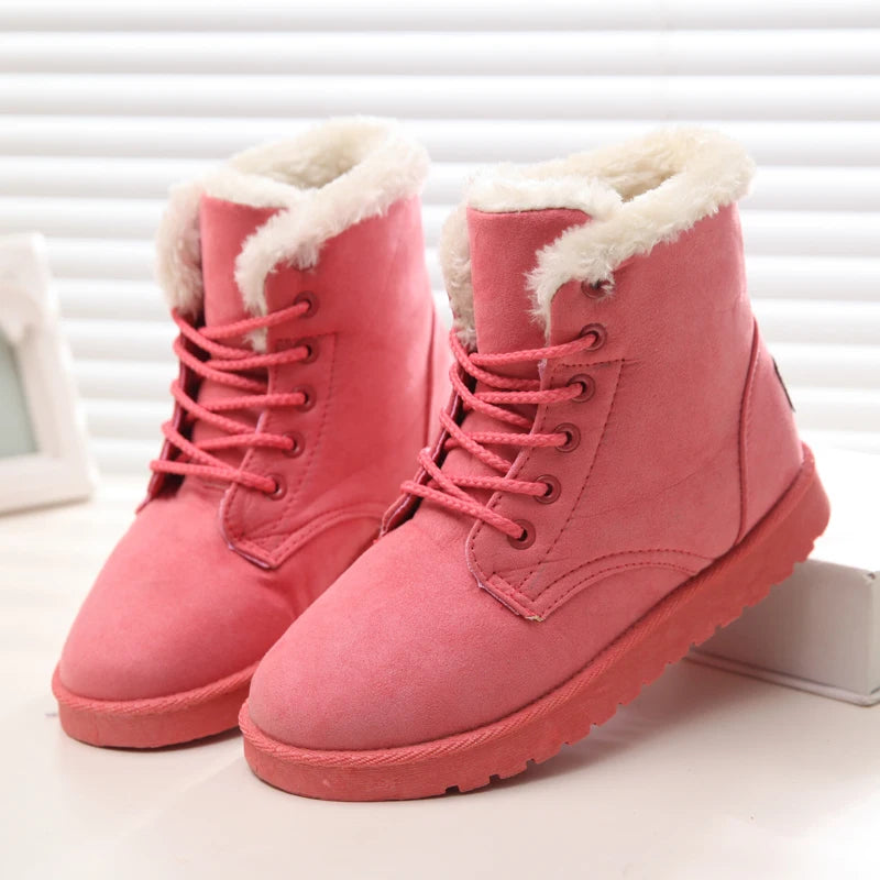 Classic Women Winter Boots Suede Ankle Snow Boots Female Warm Fur Plush Insole High Quality Botas Mujer Winter Shoes For Ladies