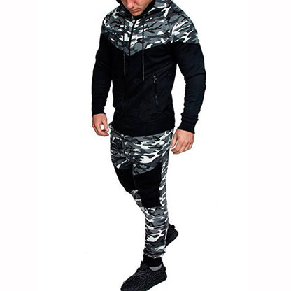 Autumn 2 Pieces Mens Set Casual Tracksuit Male Clothes Sportswear Track Suits Patchwork Men Hoodies