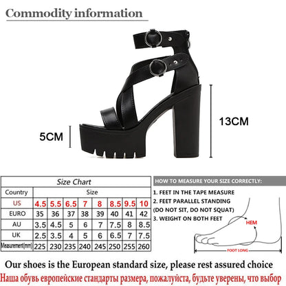 Gdgydh Fashion Solid Platform Women Sandals Summer Shoes Open Toe Rome Style High Heels Fashion Buckle Gladiator Shoes Woman