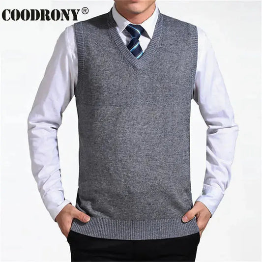 COODRONY 2020 New Arrival Solid Color Sweater Vest Men Cashmere Sweaters Wool Pullover Men Brand V-Neck Sleeveless Jersey Hombre Temu