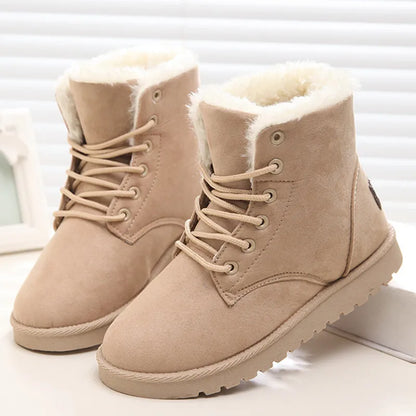 Classic Women Winter Boots Suede Ankle Snow Boots Female Warm Fur Plush Insole High Quality Botas Mujer Winter Shoes For Ladies