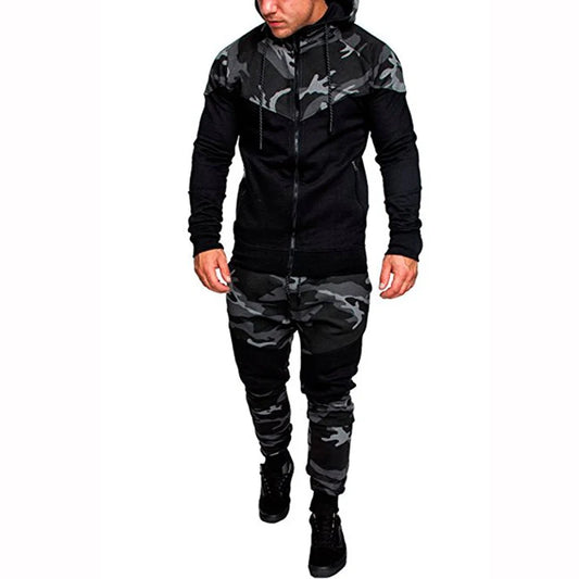 Autumn 2 Pieces Mens Set Casual Tracksuit Male Clothes Sportswear Track Suits Patchwork Men Hoodies