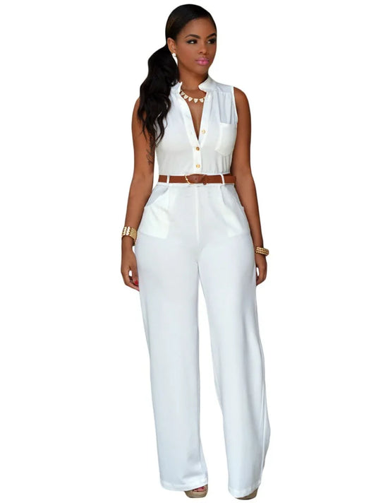 Women v-neck wide leg pants rompers women jumpsuit sexy jumpsuits