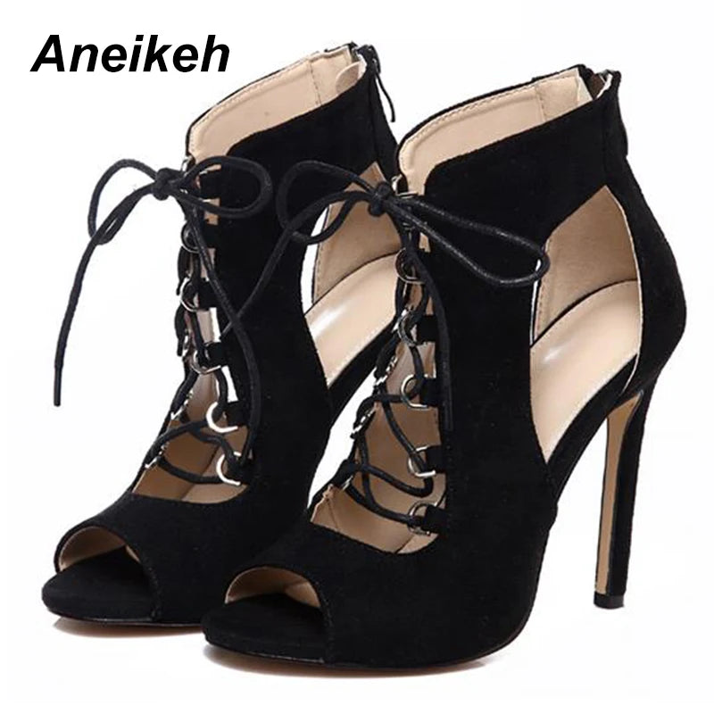 Aneikeh 2024 Spring Woman Shoes Snake Grain Splicing Strap Sandals Fashion Show 35-42 Rome Ankle Strap Open Toe Party Sandals