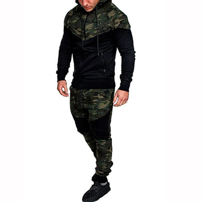 Autumn 2 Pieces Mens Set Casual Tracksuit Male Clothes Sportswear Track Suits Patchwork Men Hoodies