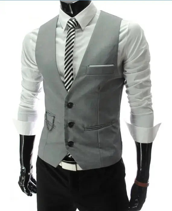 2025 New Arrival Dress Vests For Men Slim Fit Mens Suit Vest Male Waistcoat Gilet Homme Casual Sleeveless Formal Business Jacket AliExpress