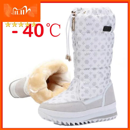 Women boots winter shoes women platform thick plush warm waterproof high snow boots botas mujer size 35-42