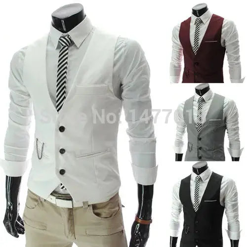 2025 New Arrival Dress Vests For Men Slim Fit Mens Suit Vest Male Waistcoat Gilet Homme Casual Sleeveless Formal Business Jacket AliExpress