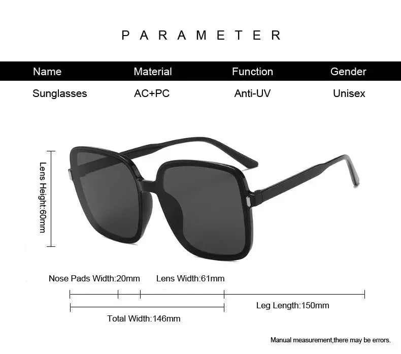 Fashion Designer Square Sunglasses Woman Retro Vintage Gradient Sun Glasses Female Clear Lens Black White Oculos De Sol Chic Le'Meek