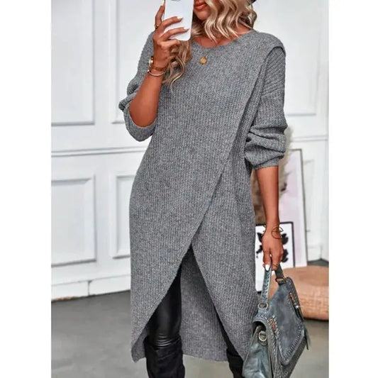 Fashion Long Knitted Sweater Women Pullovers Autumn Winter  Maxi Y2k E-girl  Mujer Dress Coat Chic Le'Meek