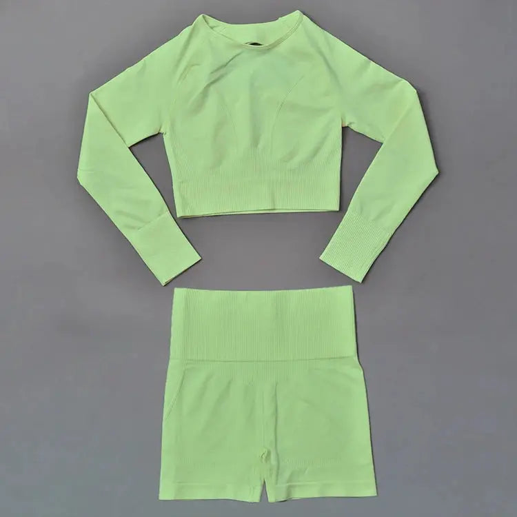 2023 New Arrival Compression High Elastic Comfortable Seamless Clothing Butt Lift Sportswear Active Wear Women 2 PCS Yoga Set Chic Le'Meek