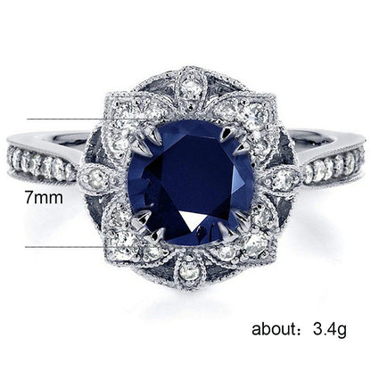 HuiSept Classic 925 Silver Jewelry Ring Sapphire Emerald Zircon Gemstones Flower Shaped Rings for Women Wedding Gift Wholesale