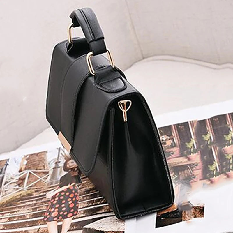 Hot Sale Flap Sling Shoulder Bags for Women Solid Color Crossbody Messenger Leather Handbag Pocket