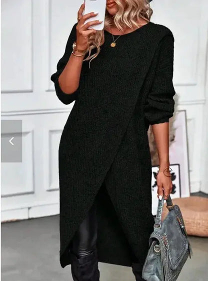 Fashion Long Knitted Sweater Women Pullovers Autumn Winter  Maxi Y2k E-girl  Mujer Dress Coat Chic Le'Meek