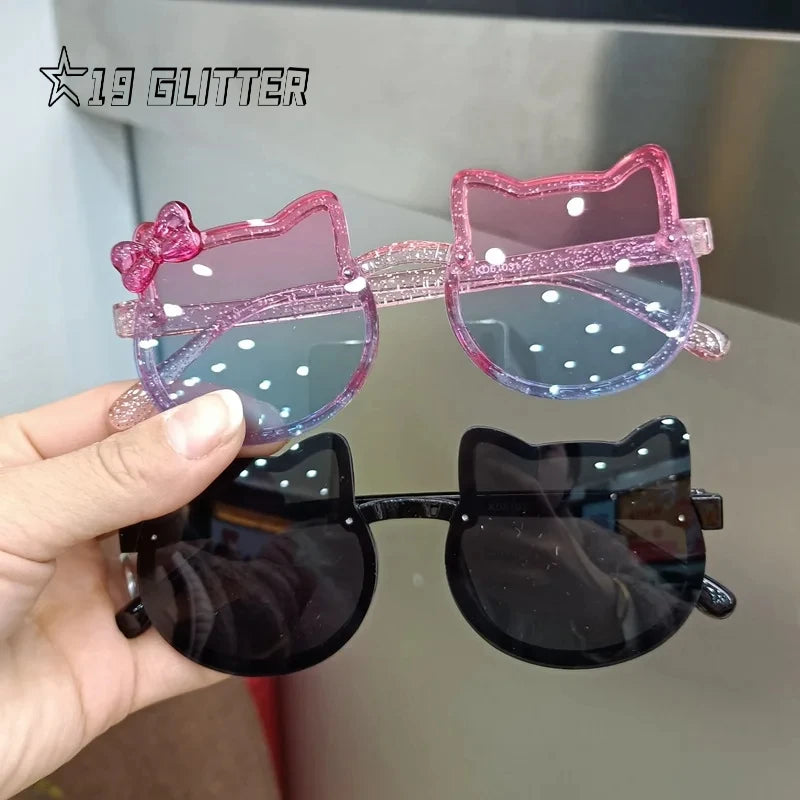 Summer Children Cute Kitty Sunglasses Acrylic Bow Outdoor UV Protection Sun Glasses Baby Girls Classic Kids Boy