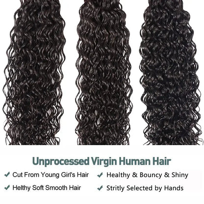 Water Wave Human Hair Bundles Curly Deep Wave 3 Bundles  Brazilian Natural Black Human Hair Remy Hair 100% Human Hair Natural Temu