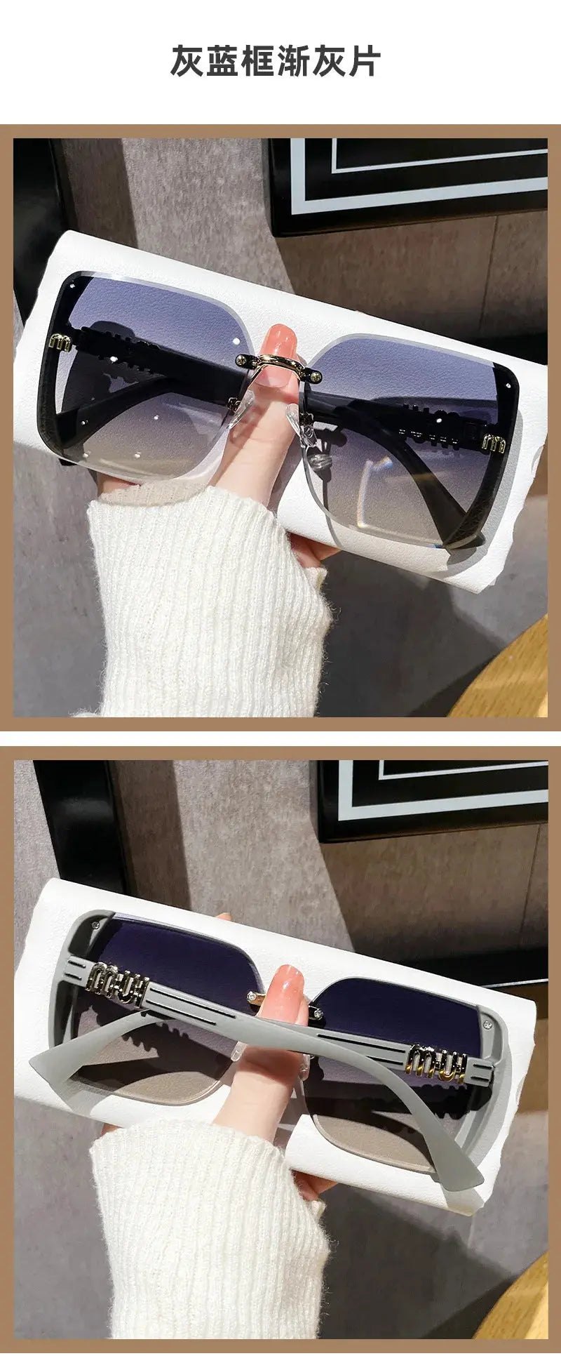 2024 New Fashion Cool Sunglasses Women Luxury Brand Letters Anti Strong Light Vintage Rimless Sun Glasses Ladies Gafas UV400 Temu