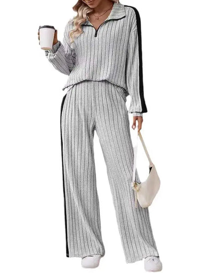 2piece Woman Outfit 3xl 4xl 5xl Female Clothing Spring Ribbed Knit Top and Trouser Plus Size Elegant Sets Wholesale Dropshipping Chic Le'Meek