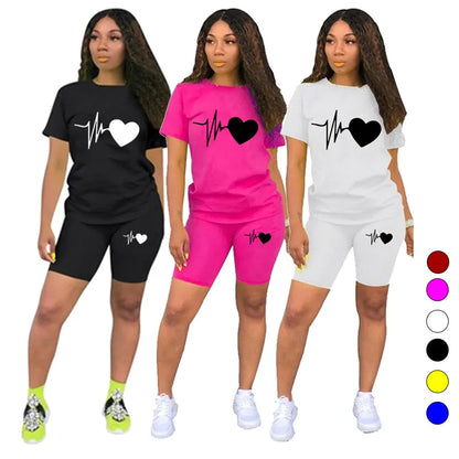 2023 New Trending Ladies Fashion Jogging Suit Casual Sportswear High Quality Summer Tees and Shorts 2 Pcs Set S-3XL