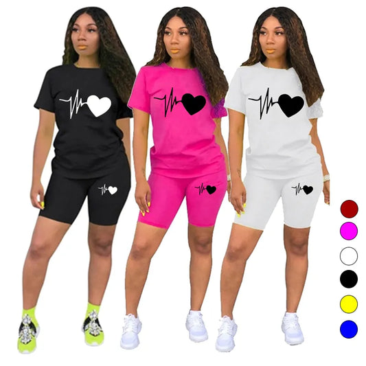 2023 New Trending Ladies Fashion Jogging Suit Casual Sportswear High Quality Summer Tees and Shorts 2 Pcs Set S-3XL