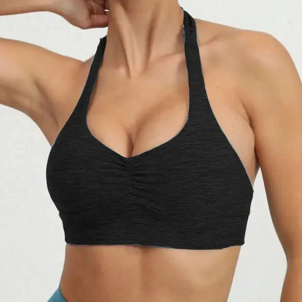 2025 1/2PCS V Back Lycra Pad Pocket Halter Sport Bra Yoga Set Squat Proof Scrunch Legging Workout Pant Gym Fitness Active Suits Chic Le'Meek