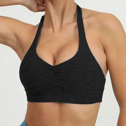 2025 1/2PCS V Back Lycra Pad Pocket Halter Sport Bra Yoga Set Squat Proof Scrunch Legging Workout Pant Gym Fitness Active Suits Chic Le'Meek
