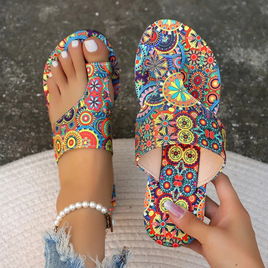 Women Slippers Bohemian Flower Pattern Sandals Casual Lightweight Shoes Flip Flops Fashion Big Size Slippers Home Slides Women AliExpress